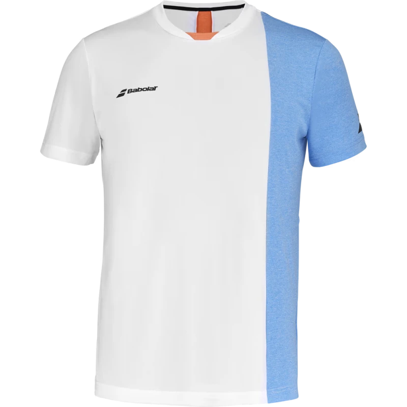 BABOLAT PLAY CREW NECK TEE MEN White/Blithe Blue Hthr